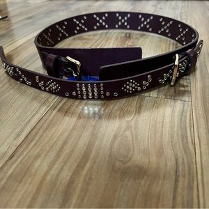 Rebecca Minkoff leather double buckle studded belt